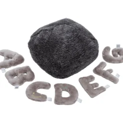 Alphabet Plush Mini Set - Rhino Grey Letters with Dark Grey Bag