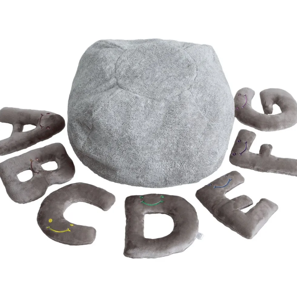 Alphabet Plush Set - Rhino Grey Letters with Light Grey Bag