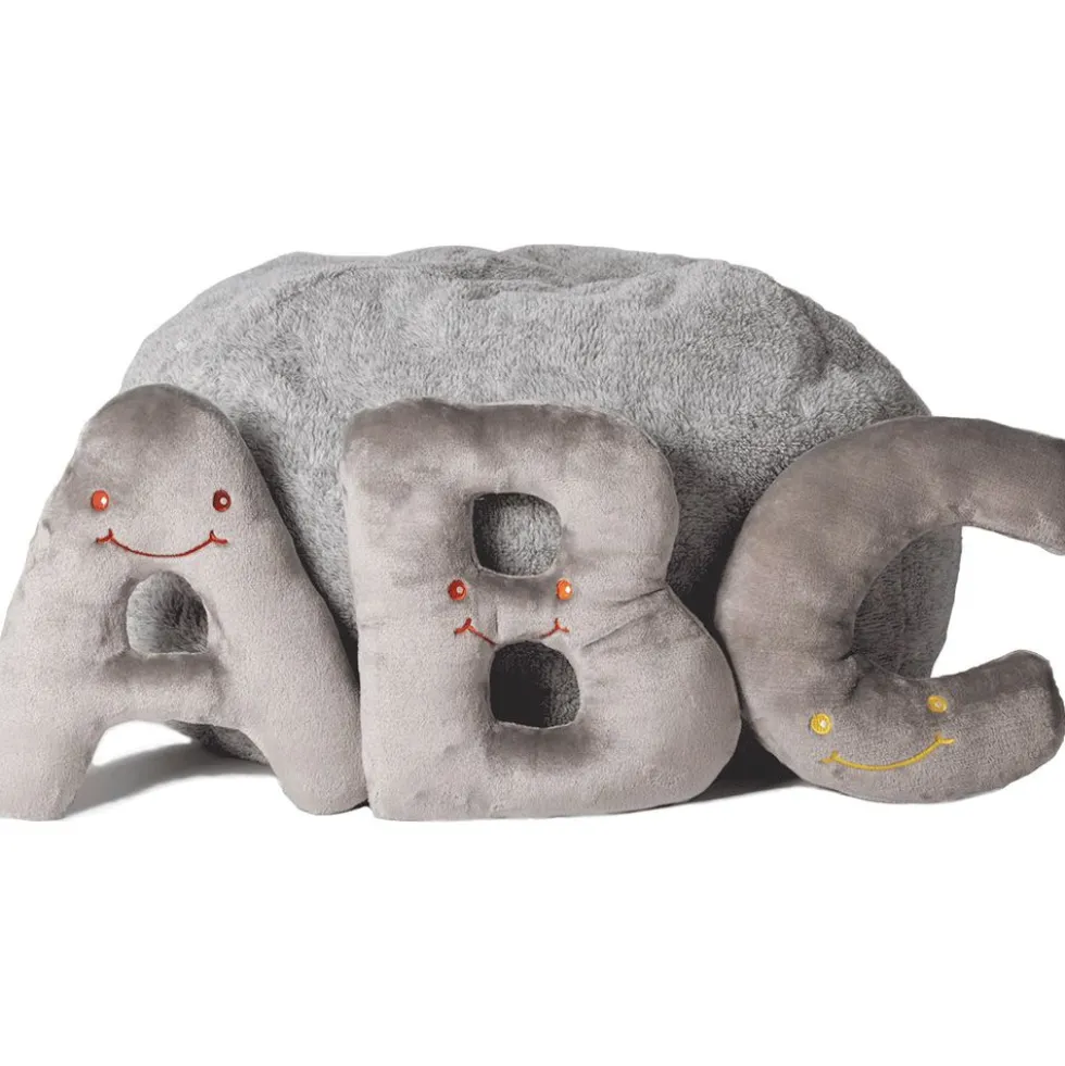 Alphabet Plush Set - Rhino Grey Letters with Light Grey Bag
