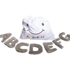 Alphabet Plush Set - Rhino Grey Letters with White Drawstring Bag