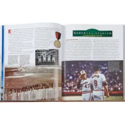 Ballparks Past and Present Book in Tan Bonded Leather