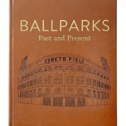 Ballparks Past and Present Book in Tan Bonded Leather