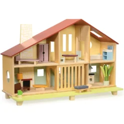 Cedar Chalet Dollhouse with Furniture
