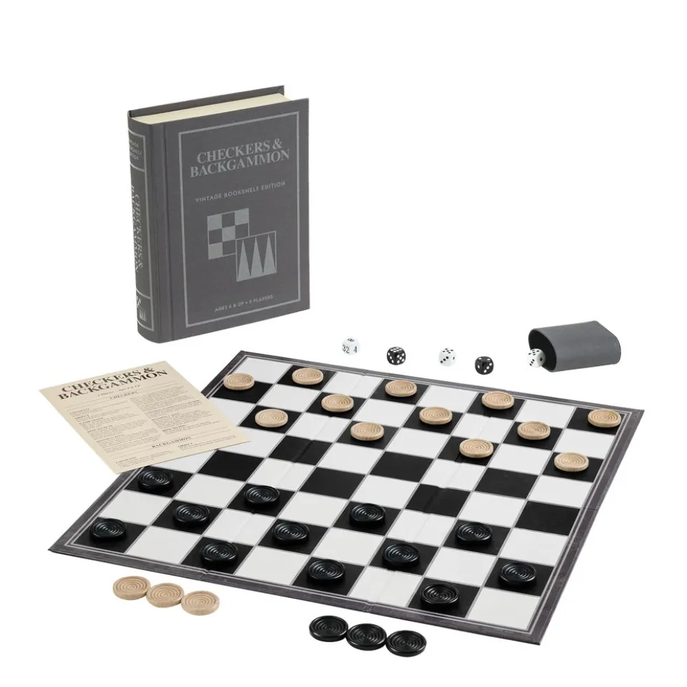 Checkers & Backgammon Vintage Bookshelf Edition