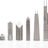 Chicago Edition Stainless Steel Chess Set with Wood Map Board