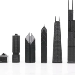 Chicago Edition Stainless Steel Chess Set with Marble Hatch Board