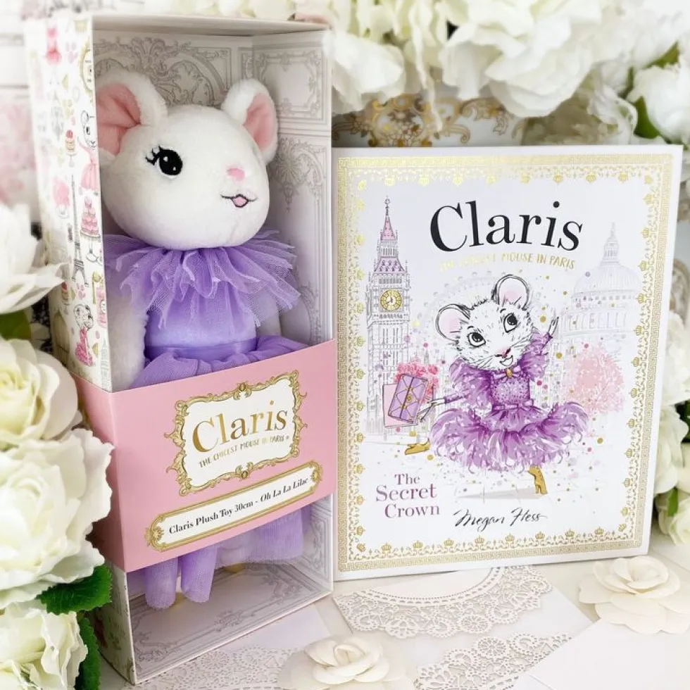 Claris The Mouse: The Secret Crown & Oh La La Lilac Plush Book Bundle