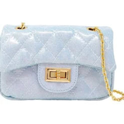 Classic Quilted Sparkle Mini Purse - Sky Blue