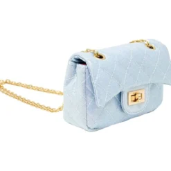 Classic Quilted Sparkle Mini Purse - Sky Blue