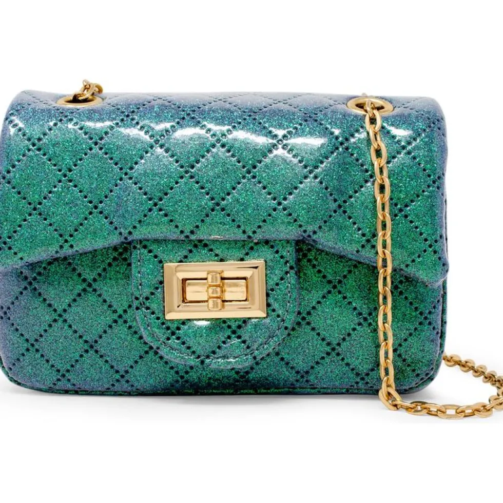 Classic Quilted Sparkle Mini Purse - Green