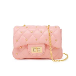 Classic Quilted Stud Handbag - Pink