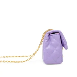 Classic Quilted Stud Handbag - Purple
