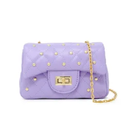 Classic Quilted Stud Handbag - Purple