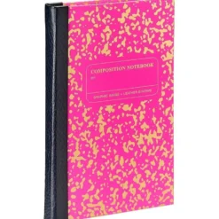 Composition Notebook in Neon Pink/Gold Leather