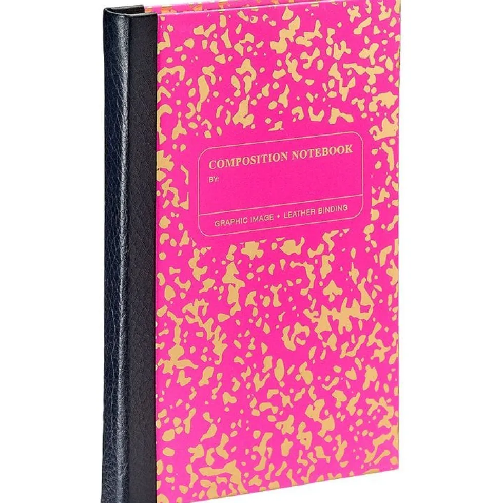 Composition Notebook in Neon Pink/Gold Leather