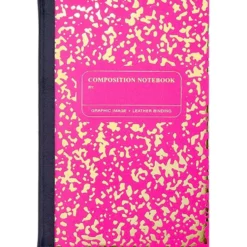 Composition Notebook in Neon Pink/Gold Leather
