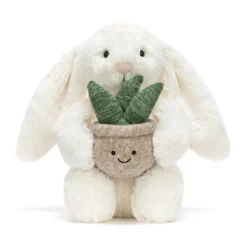 Cream Bunny with Plant