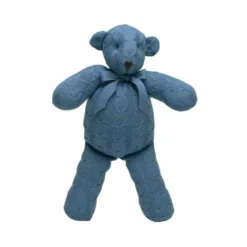 Dark Blue Cable Knit Plush Teddy Bear
