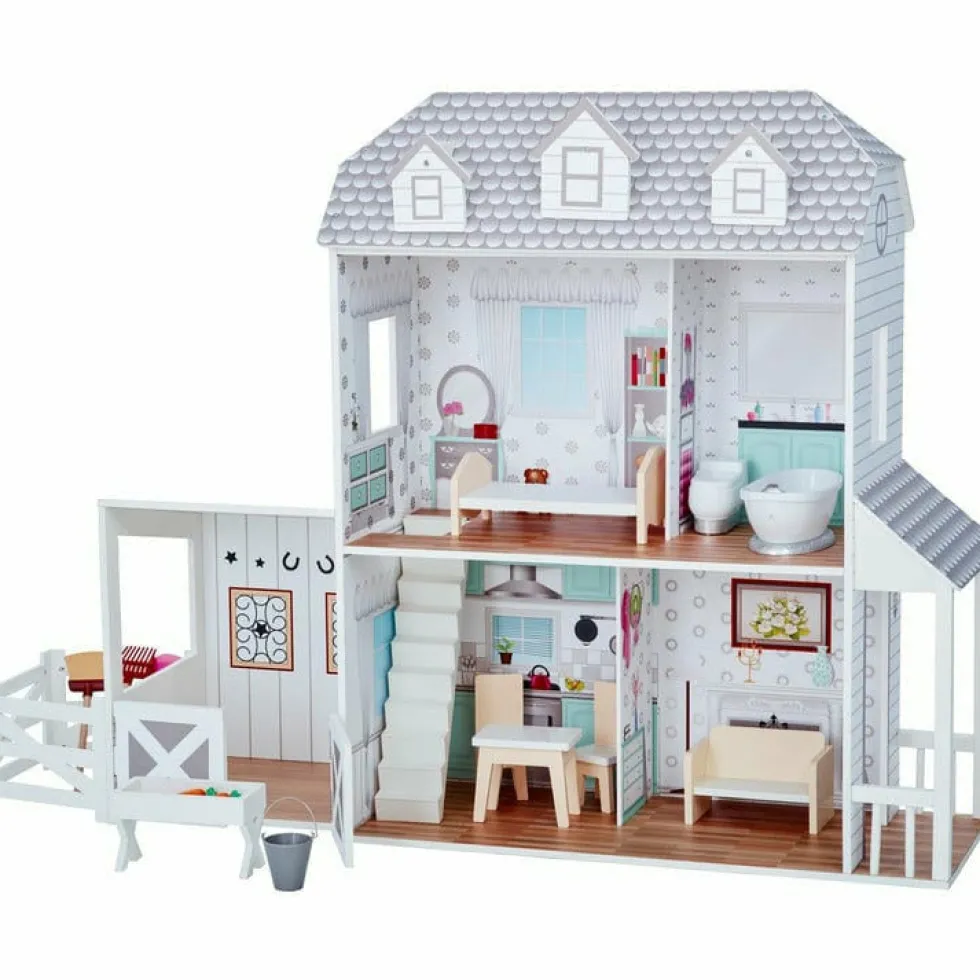 Dreamland Farm House Dollhouse - White / Grey