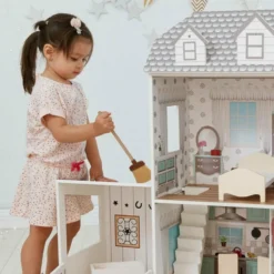 Dreamland Farm House Dollhouse - White / Grey