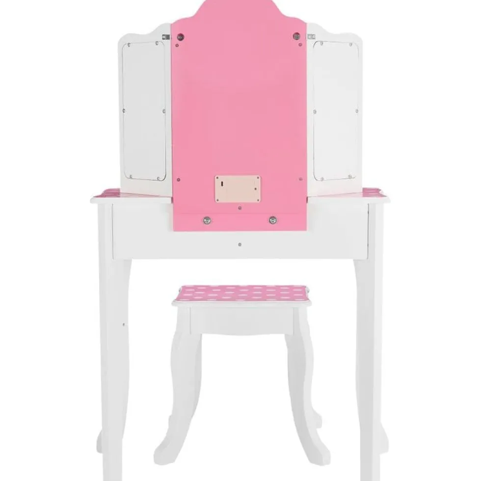 Fantasy Fields Gisele Polka Dot Kids Vanity Table & Stool with LED