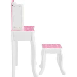 Fantasy Fields Gisele Polka Dot Kids Vanity Table & Stool with LED