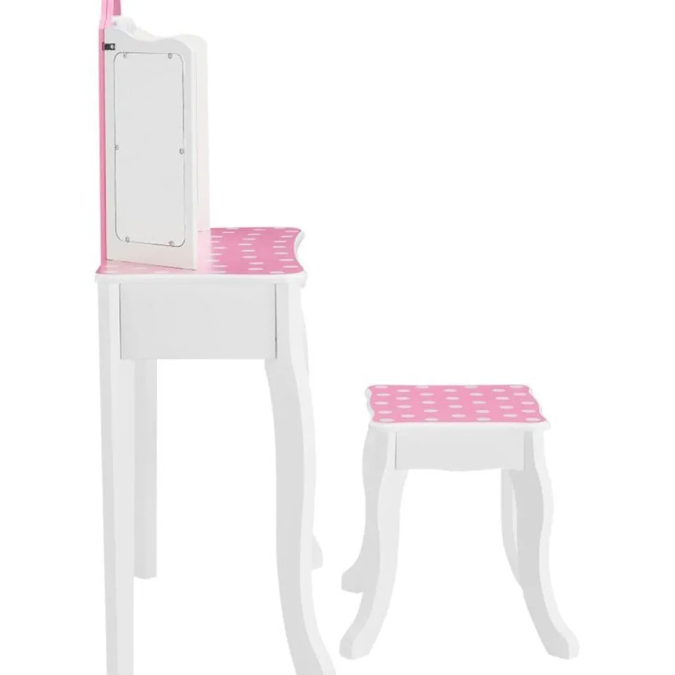 Fantasy Fields Gisele Polka Dot Kids Vanity Table & Stool with LED