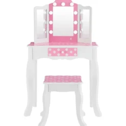 Fantasy Fields Gisele Polka Dot Kids Vanity Table & Stool with LED