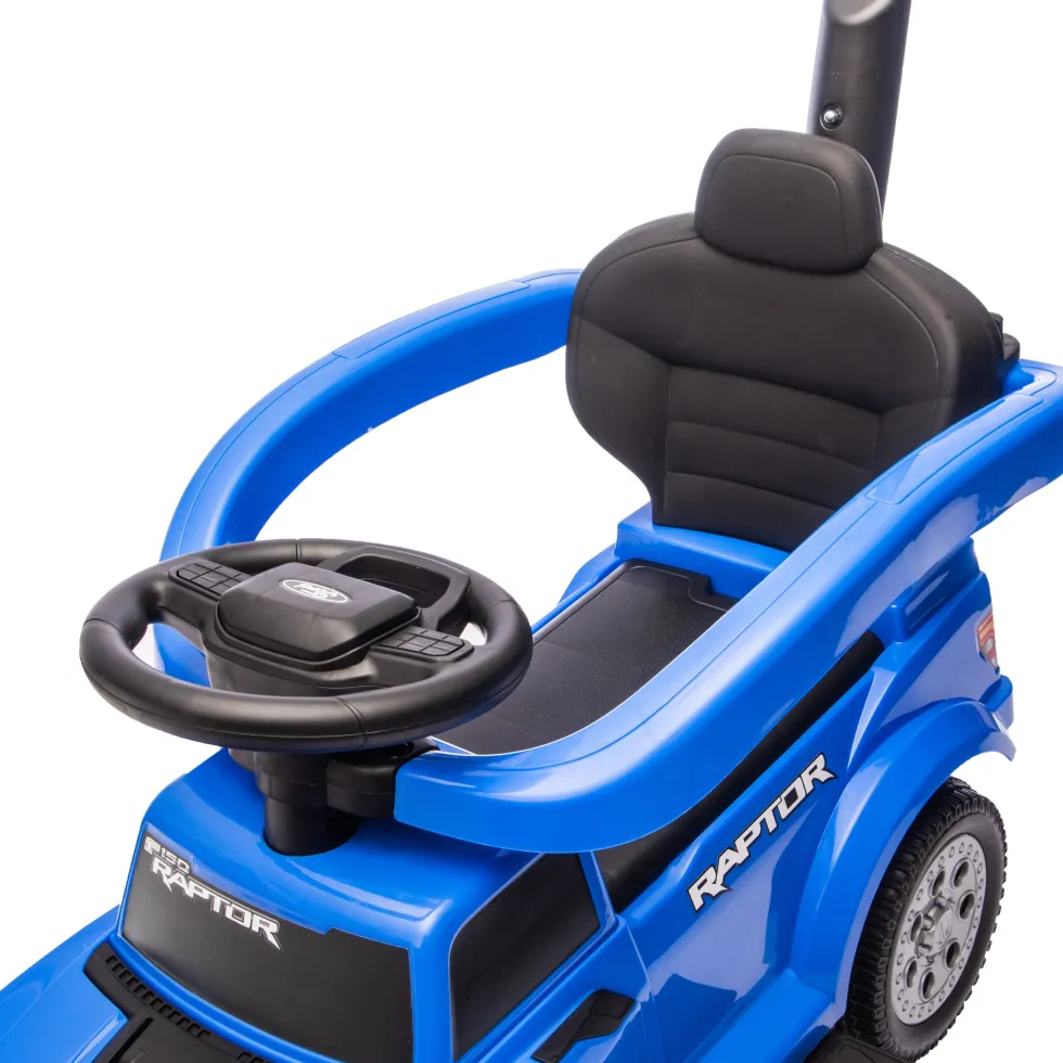 Ford Raptor 3-in-1 Push Ride On Toy Car - Blue