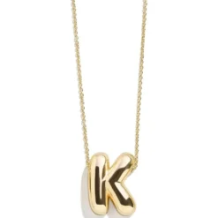 Gold Bubble Initial Necklace - K