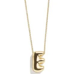 Gold Bubble Initial Necklace - E