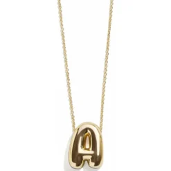 Gold Bubble Initial Necklace - A