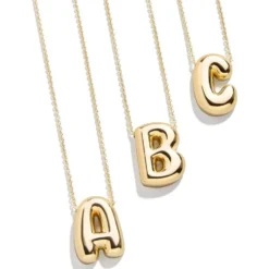 Gold Bubble Initial Necklace - A