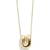 Gold Bubble Initial Necklace - U