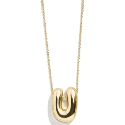 Gold Bubble Initial Necklace - U