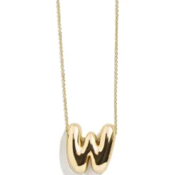 Gold Bubble Initial Necklace - W