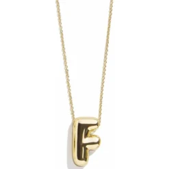 Gold Bubble Initial Necklace - F