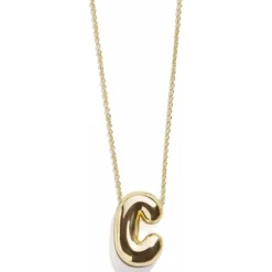 Gold Bubble Initial Necklace - C