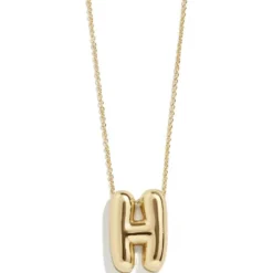 Gold Bubble Initial Necklace - H