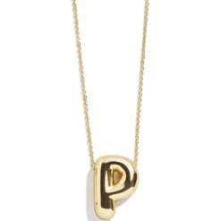Gold Bubble Initial Necklace - P