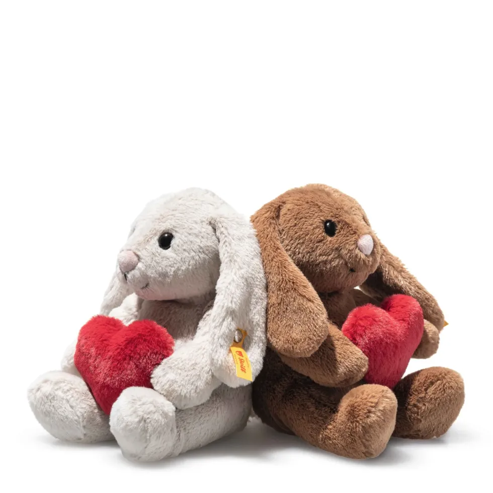 Hoppie Rabbit Grey Plush with Heart - 6"