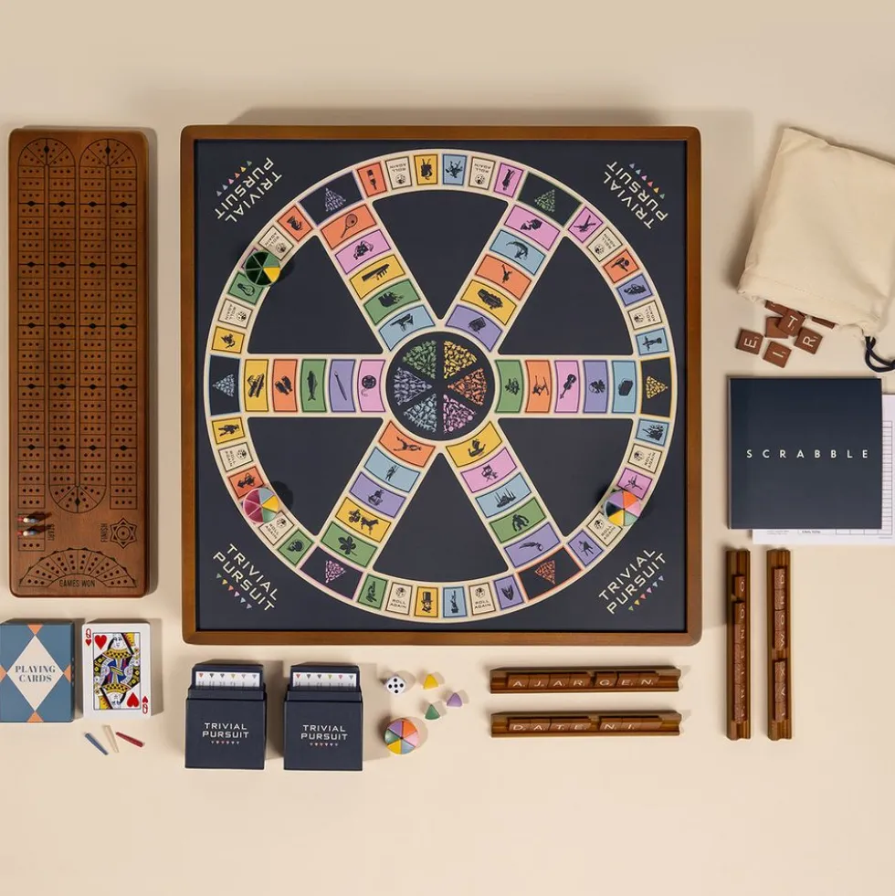 3-in-1 Premium Game Collection Scrabble Trivial Pursuit and Cribbage