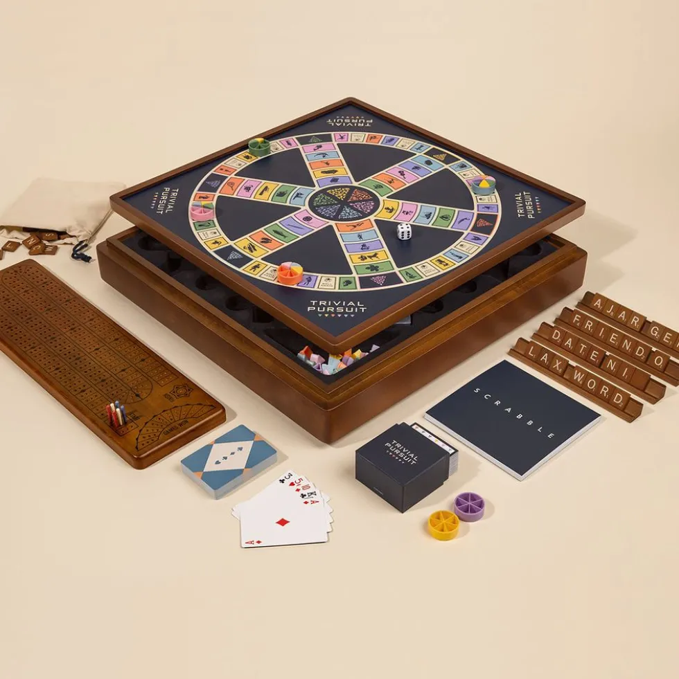 3-in-1 Premium Game Collection Scrabble Trivial Pursuit and Cribbage