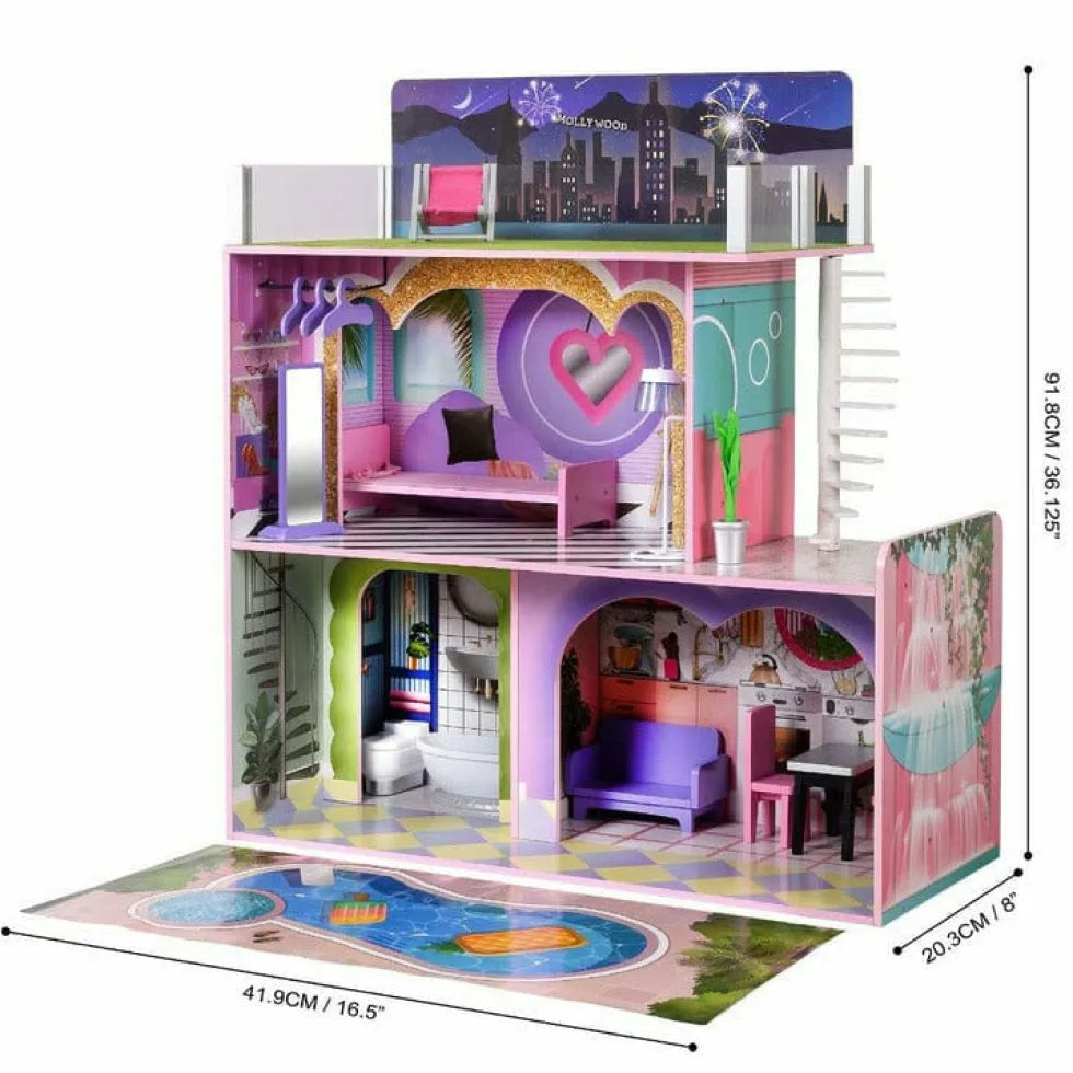 Kids Dreamland Sunset 3-Level Dollhouse Set for 12" Dolls