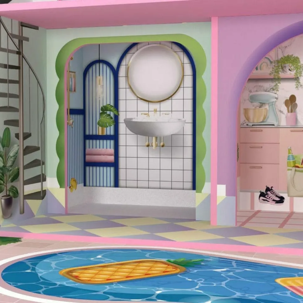 Kids Dreamland Sunset 3-Level Dollhouse Set for 12" Dolls