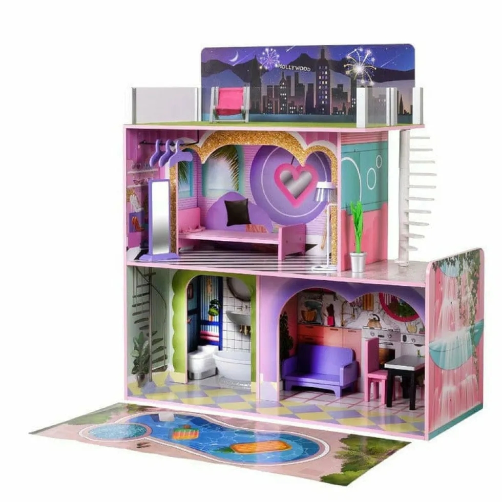 Kids Dreamland Sunset 3-Level Dollhouse Set for 12" Dolls