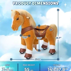 Light Brown Horse Model Y Ride on Toy - Age 3-4 Years