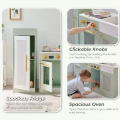 Little Chef Chester Wooden Play Kitchen with Large Fridge & Sink - Green
