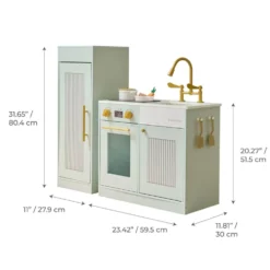 Little Chef Chester Wooden Play Kitchen with Large Fridge & Sink - Green
