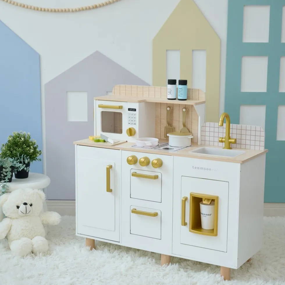 Little Chef Hampton Wooden Play Kitchen with Ice Dispenser & Sink - White
